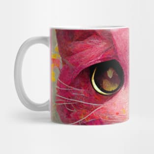 Beautiful pink cute Kitty play happy  On The Autumn leaves cat lovers gift Mug